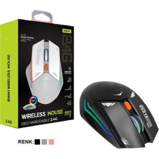 BWM1 1600DPI RGB SARJLI KABLOSUZ OPTIK MOUSE