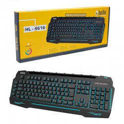 HELLO HL-4616 4 MAKRO TUSLU 3 RENK ISIKLI KABLOLU GAMING OYUNCU KLAVYE